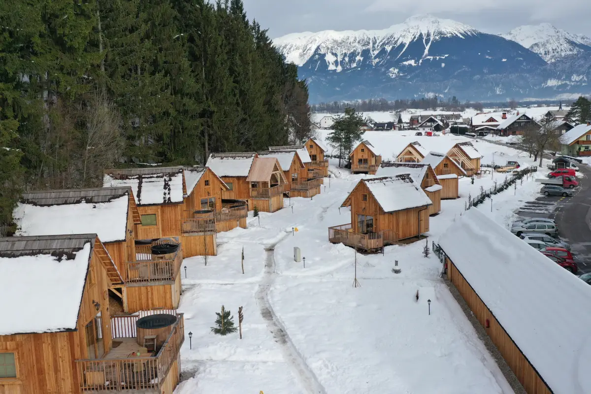 Forest lodges in de winter